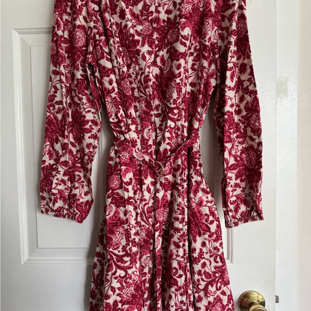 LOFT Red and Cream Floral Dress